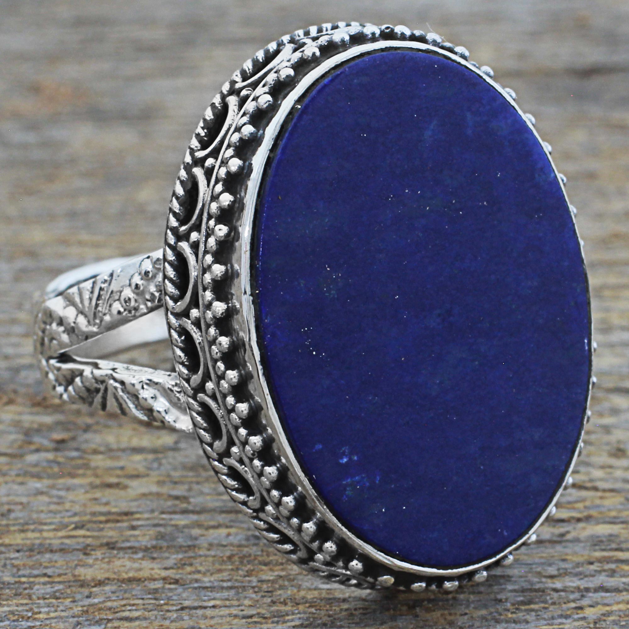 Premium Lapis Lazuli & Silver Cocktail Ring - Timeless Elegance