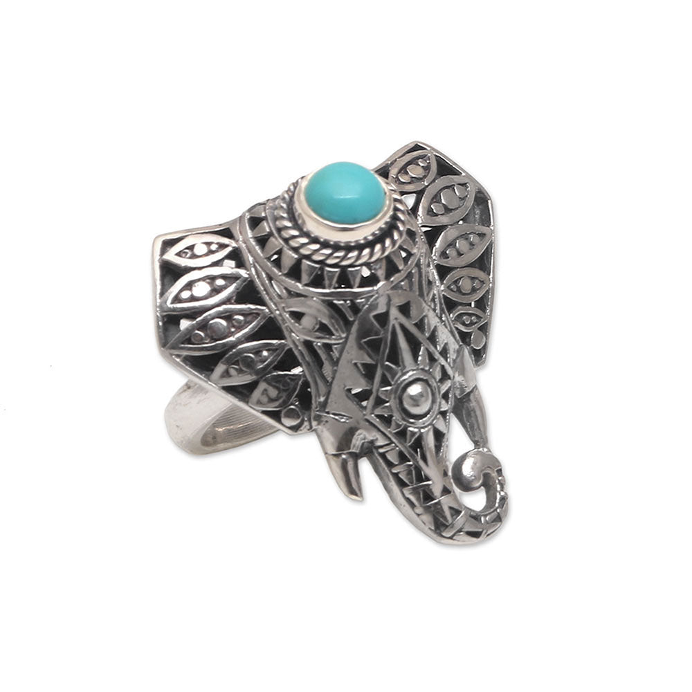 Premium Bali Elephant Eyes Cocktail Ring - Sterling Silver & Magnesite