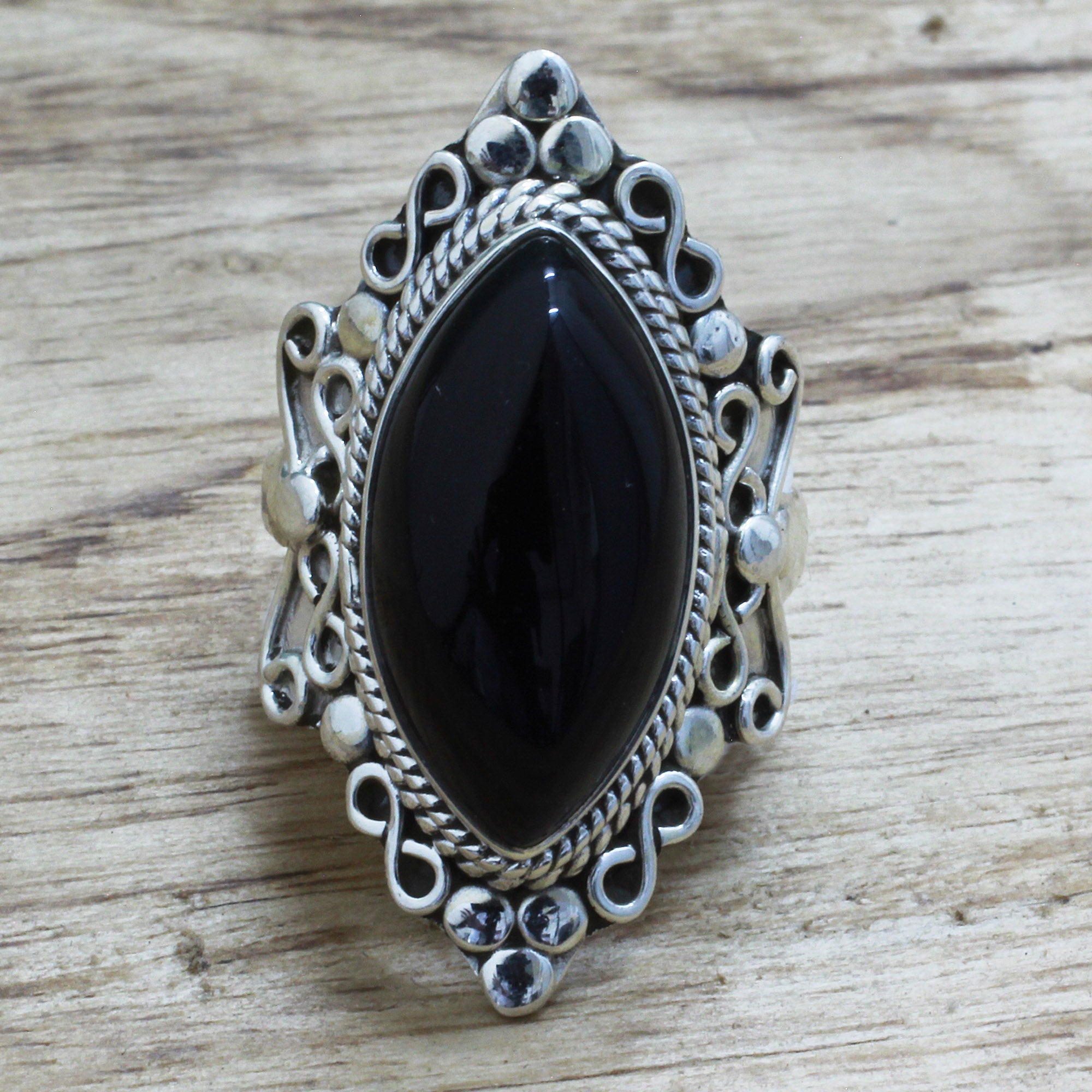 Premium Midnight Gaze Sterling Silver & Onyx Ring