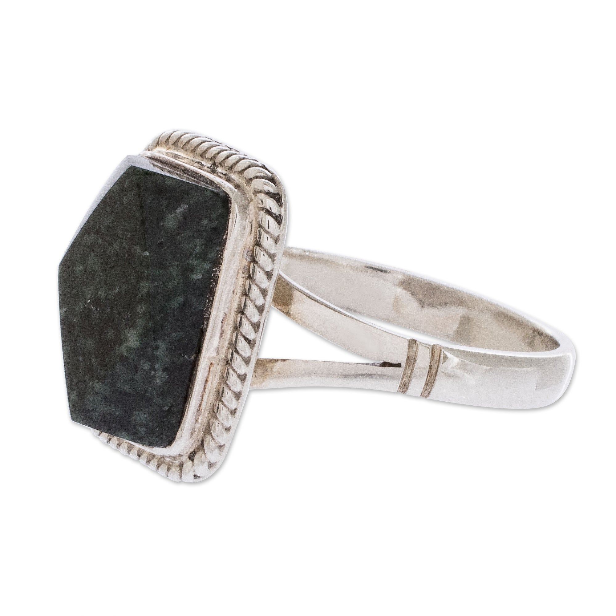 Premium Maya Forest Princess Jade Ring - Sterling Silver Elegance