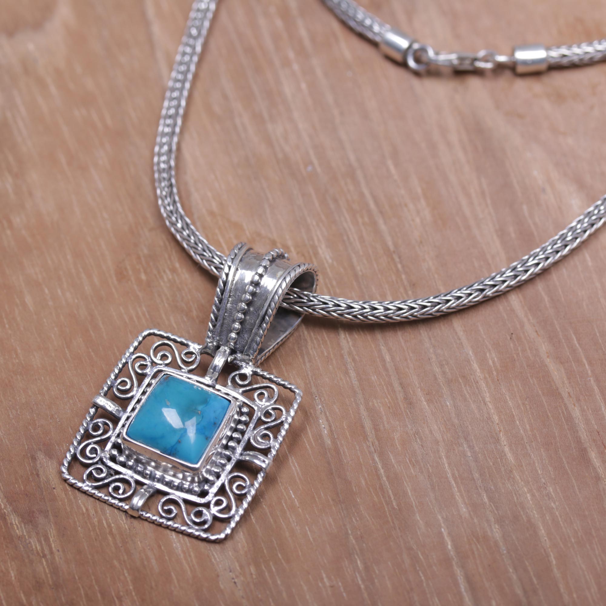 Premium Blue Regency Turquoise Pendant Necklace - Handcrafted Luxury