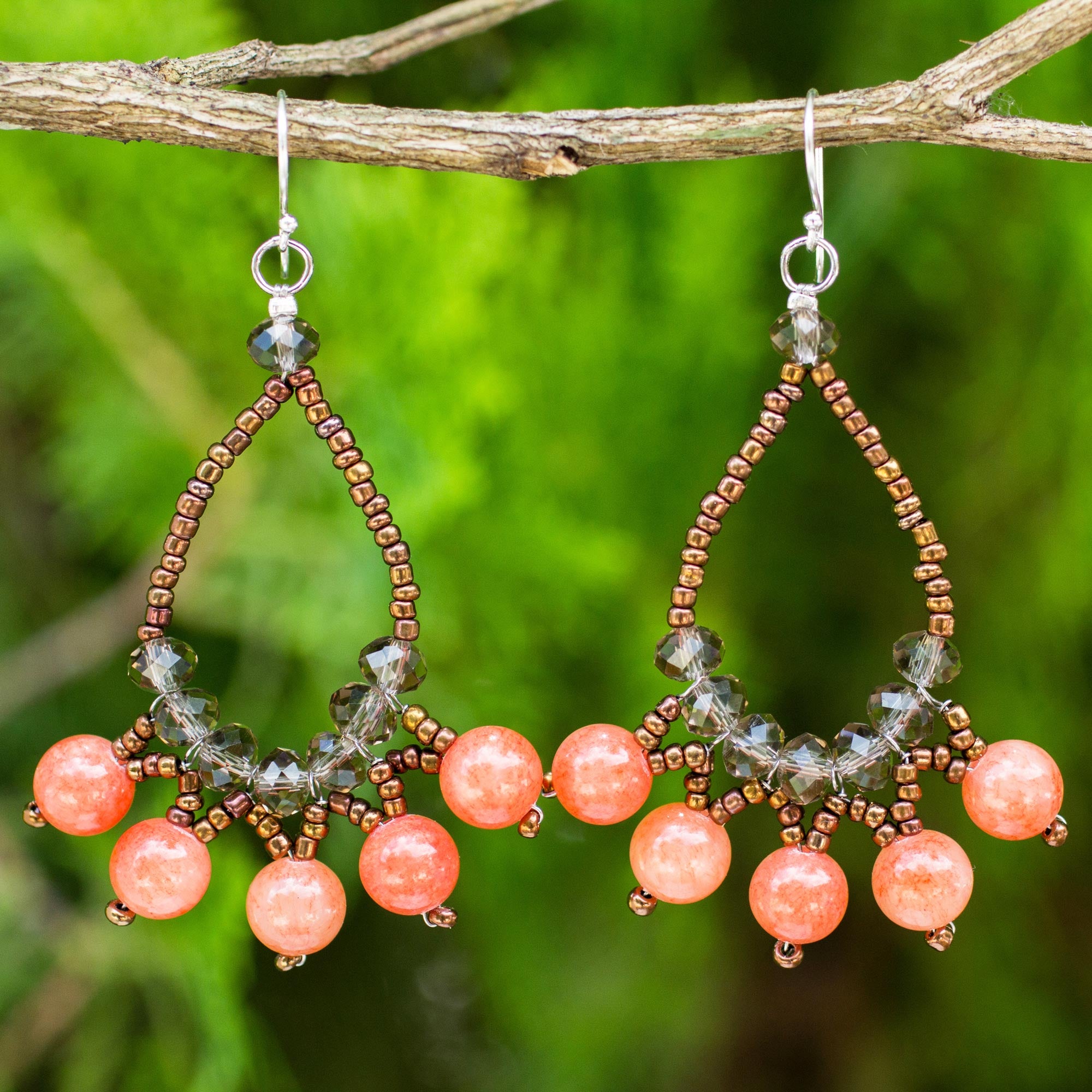 Premium Orange Harmony Handcrafted Beaded Earrings