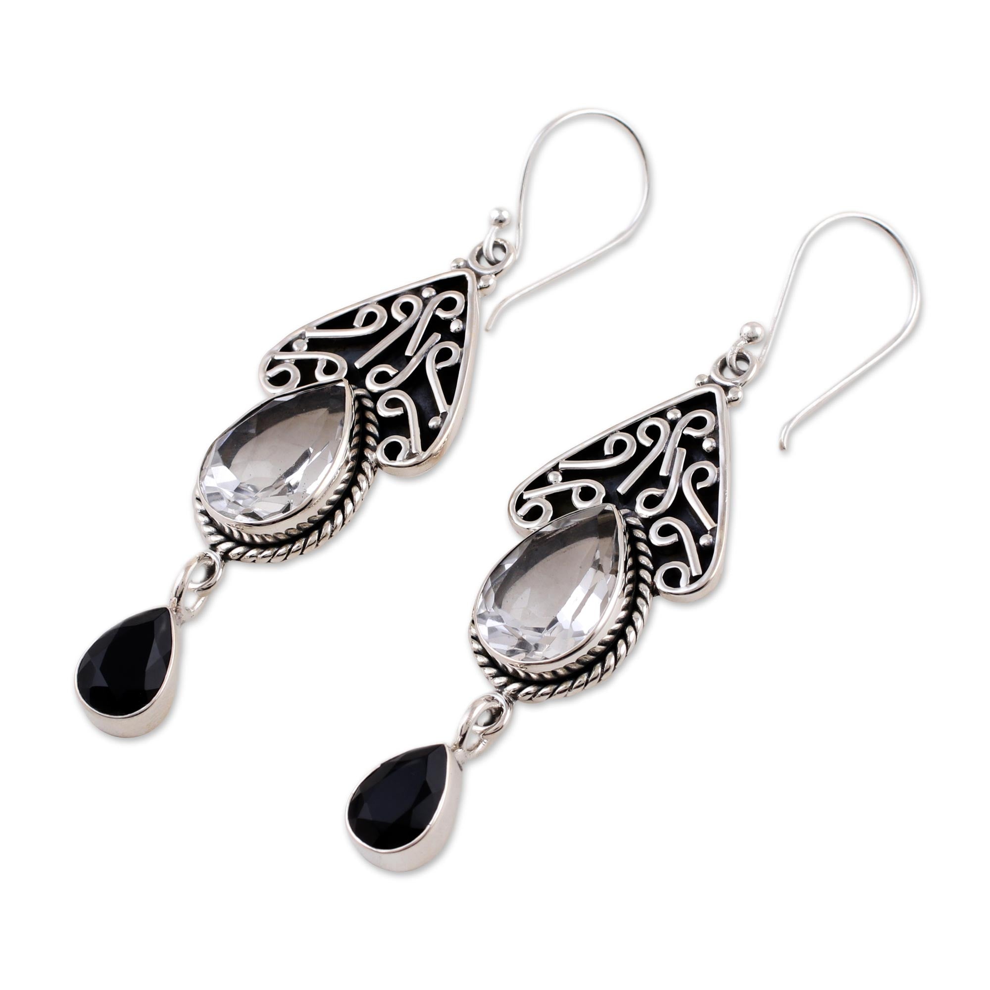 Premium Jaipur Queen Quartz & Onyx Dangle Earrings