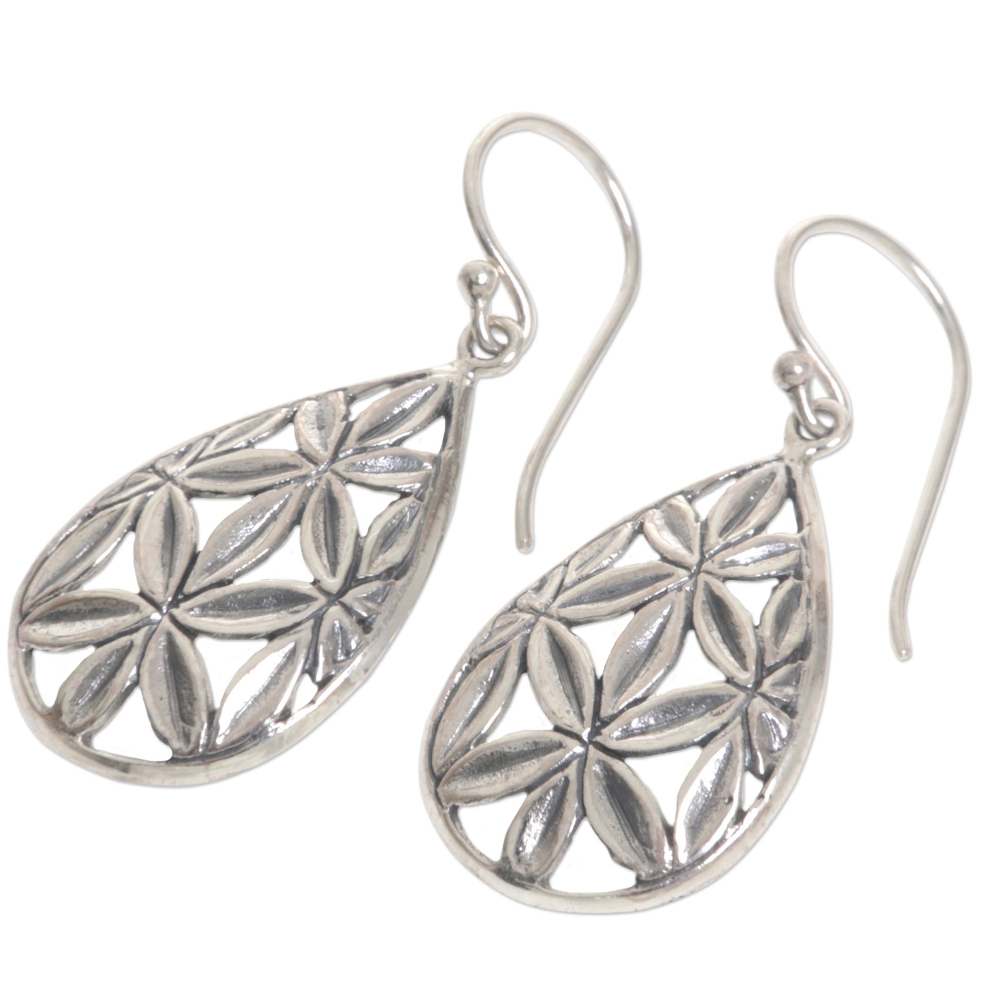 Premium Bamboo Leaf Sterling Silver Dangle Earrings – Handcrafted in Indonesia