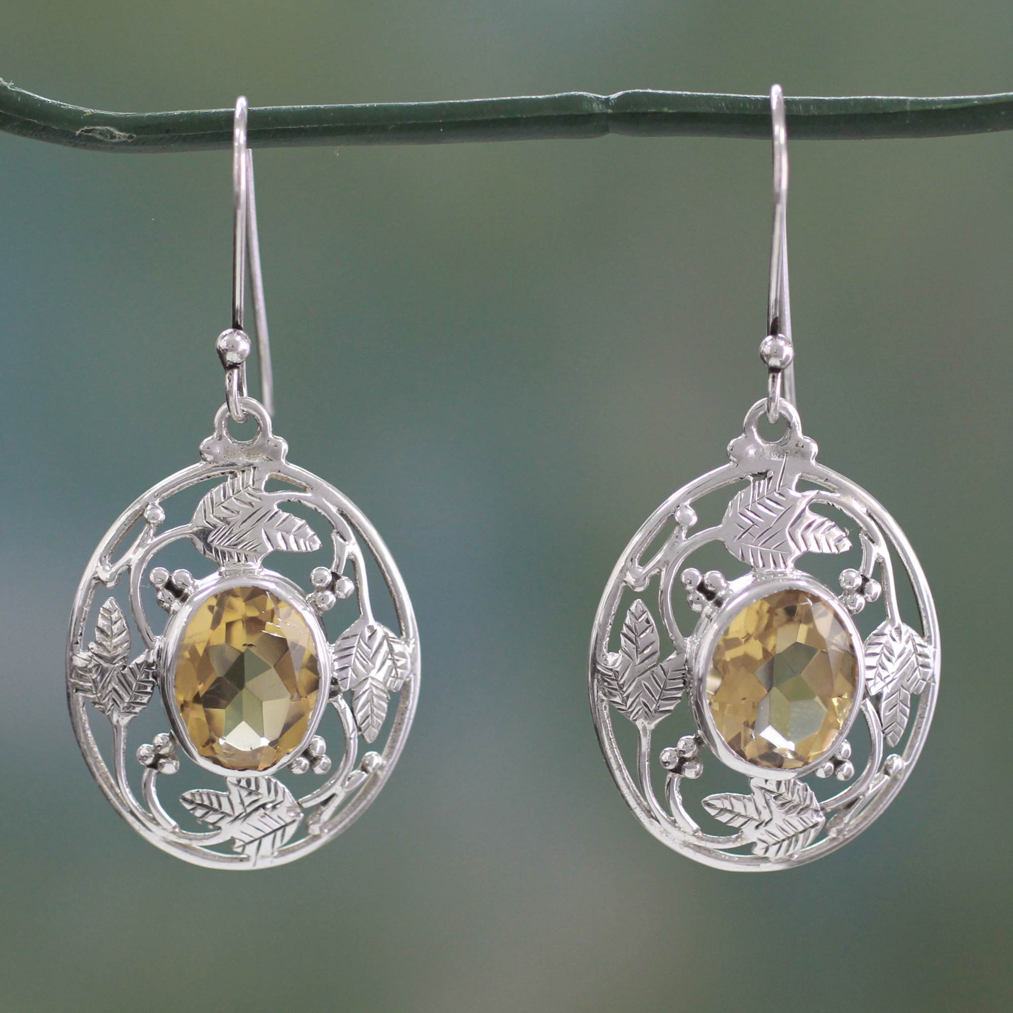 Premium Sunshine Avatar Sterling Silver Citrine Dangle Earrings