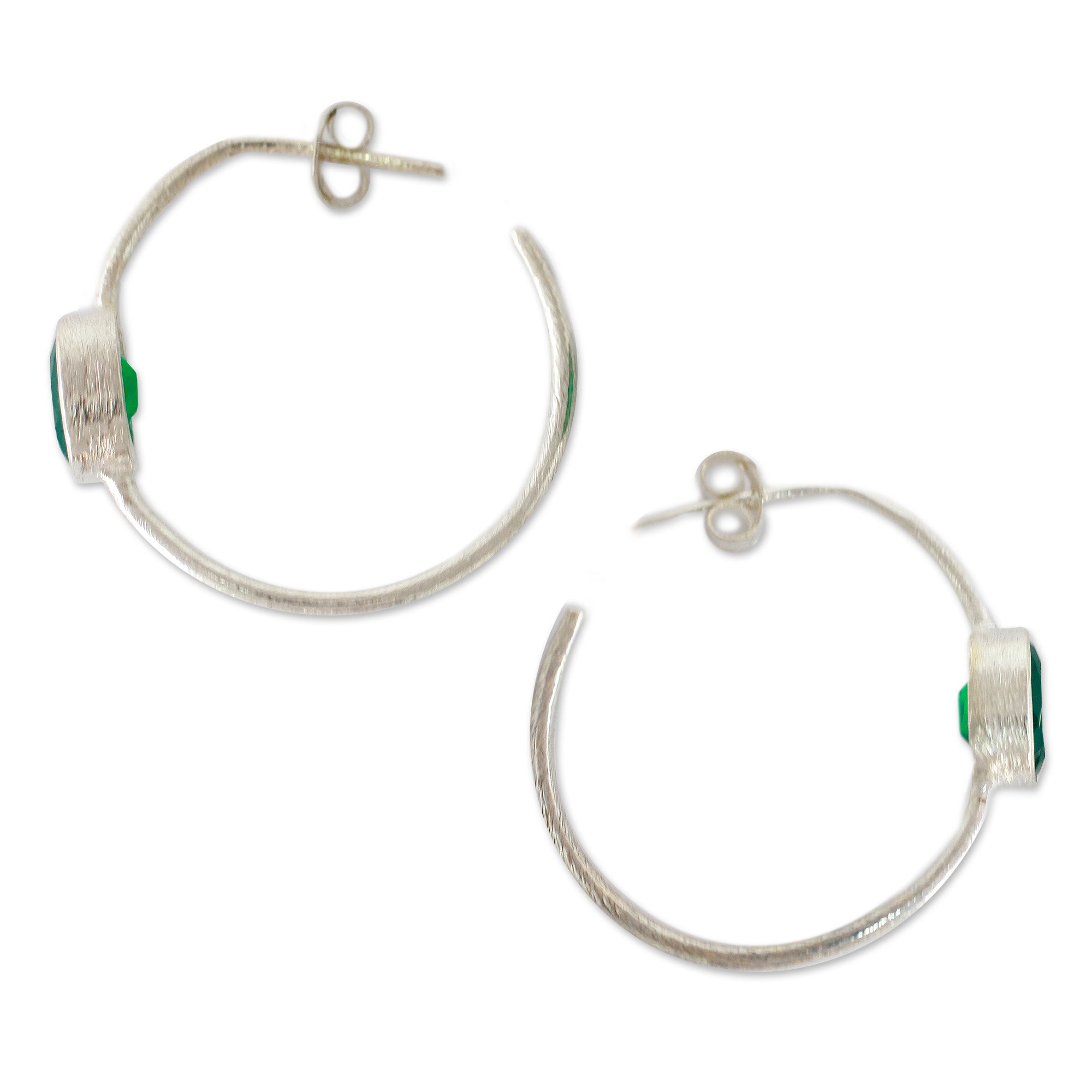 Premium Minimalist Green Onyx Hoop Earrings – Modern Elegance